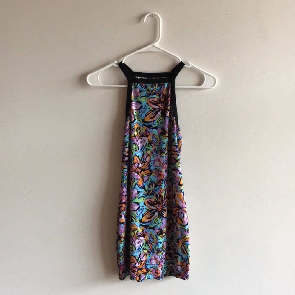 Haoduoyi Tropical Print Halter Mini Dress
